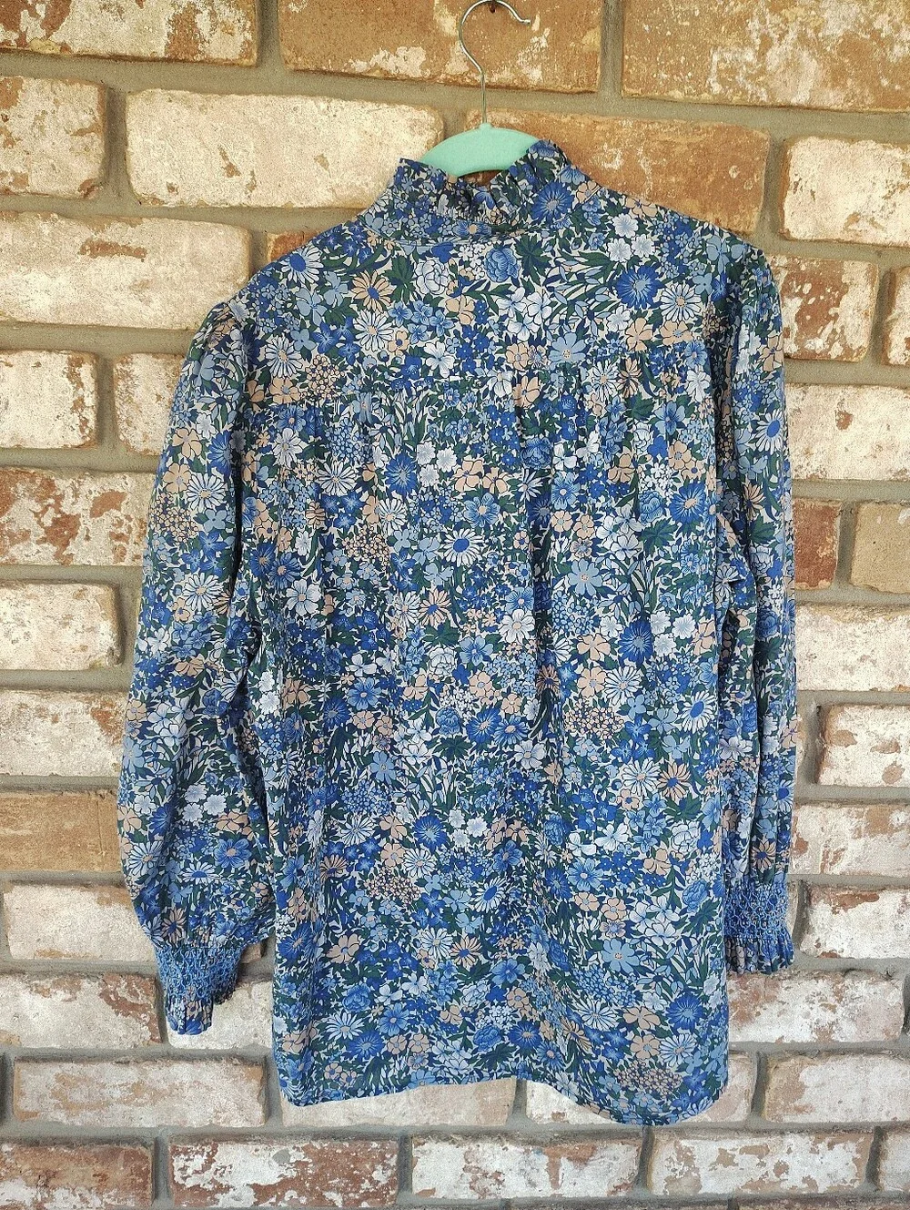 Tuckernuck Ditsy Floral Long Sleeve Smocked Cuff Popover Shirt Sz XXL